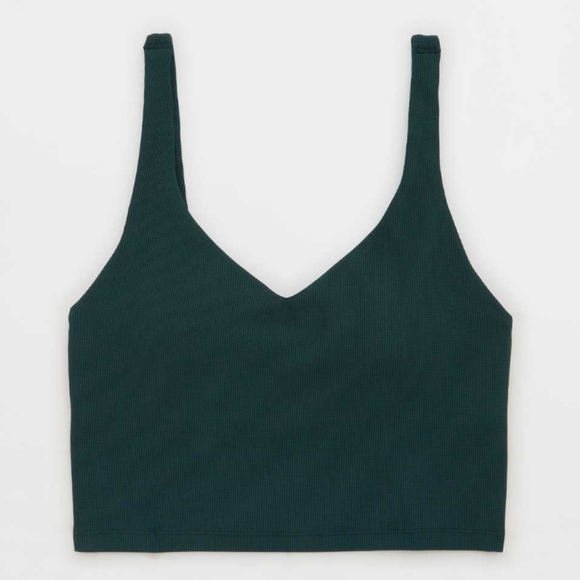 🆕️NWT Offline by Aerie Real Me Low Key Waffle Sports Bra in 'Deep Forest Green' - Picture 5 of 15